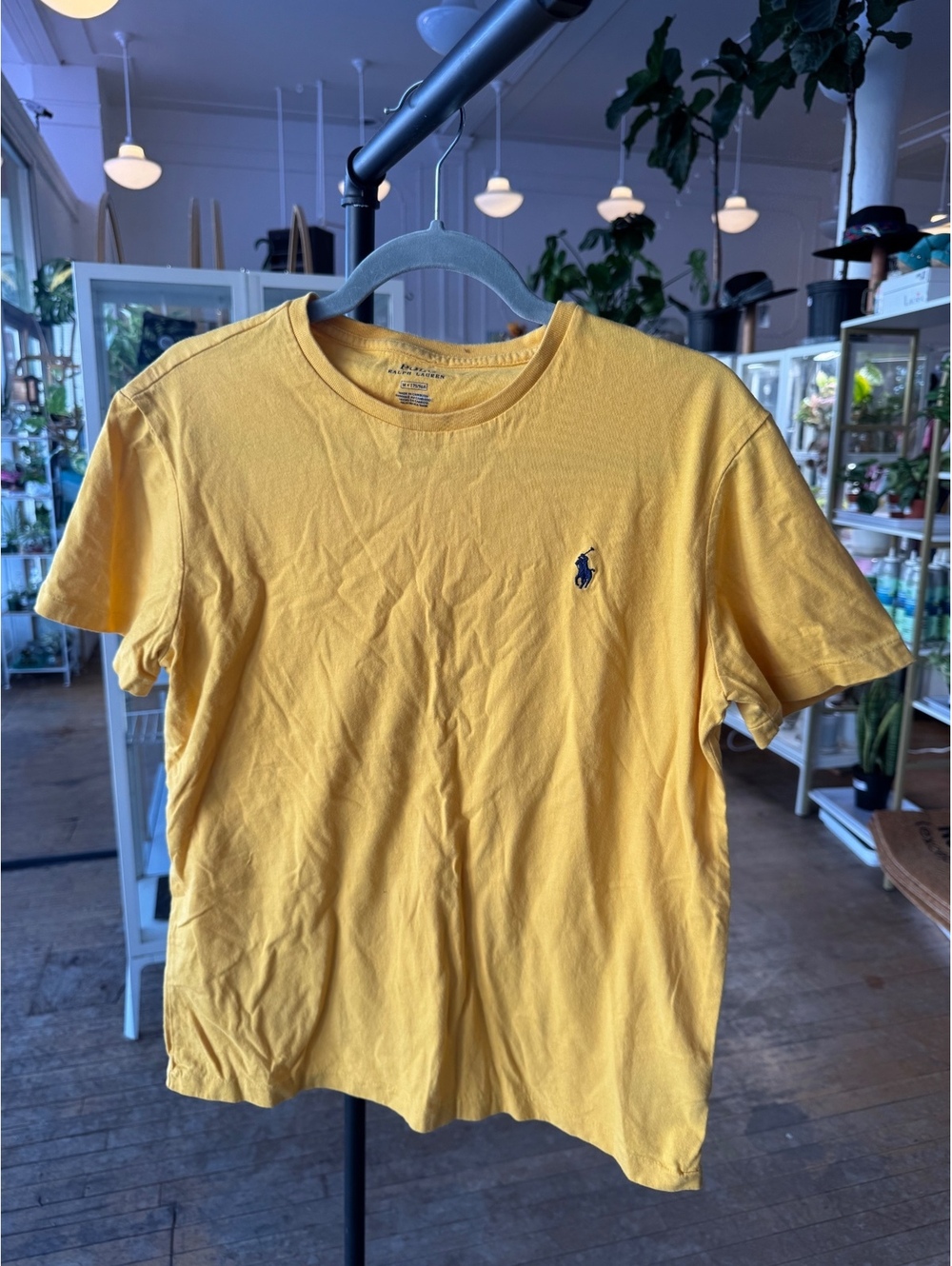 Polo Ralph Lauren Men's Yellow Cotton Crew Neck T-Shirt Medium